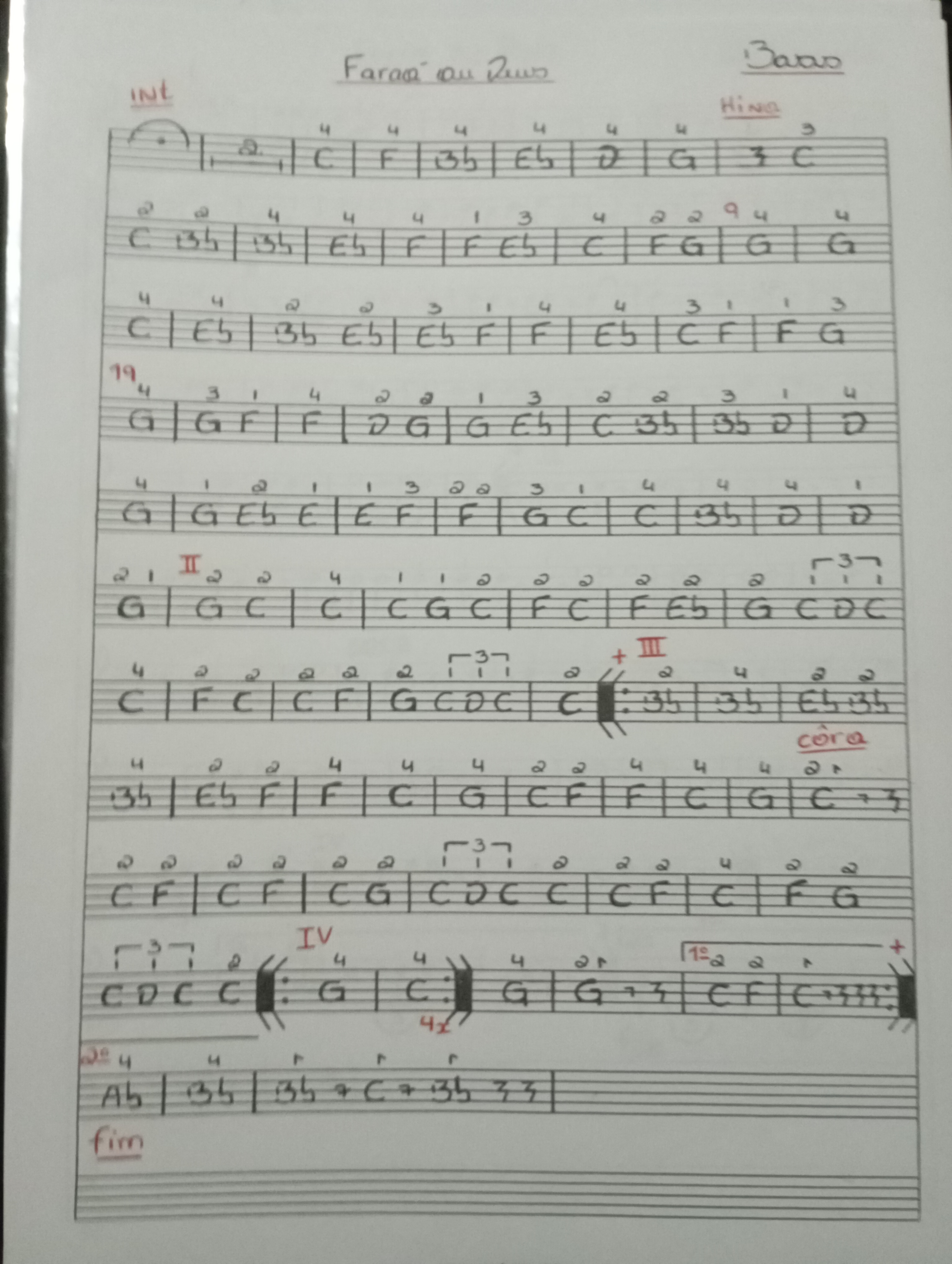 Partitura Baixo - Página 1